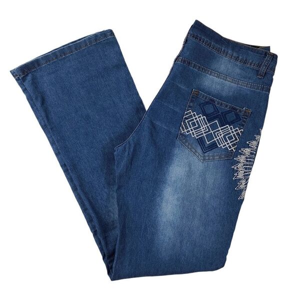 Jeans Native American Style Stitch Faded Jeans - Picture 3 of 8